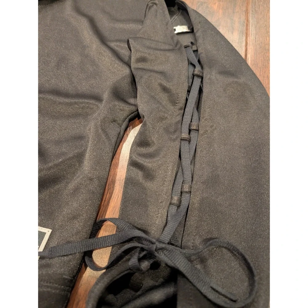 Team Nike Equality Womens M Cropped Black Zip Up Track Jacket Lace Up Tie Sleeve